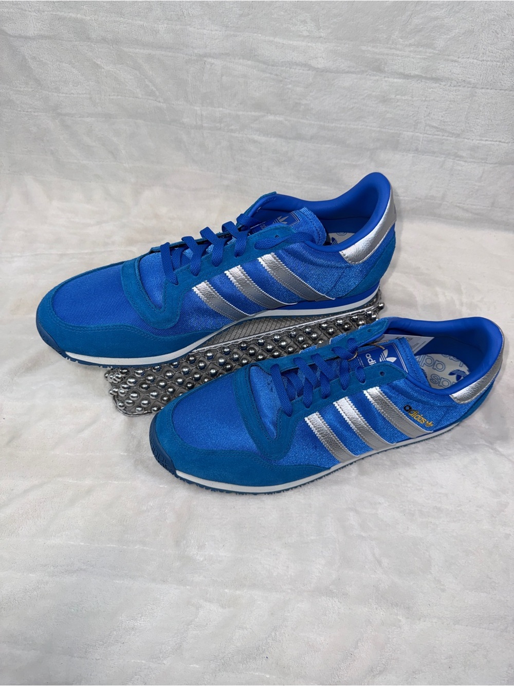 Adidas Galaxy OG Blue Silver Sneakers Men 13 Women 14 JR6169 NWT 👟✨